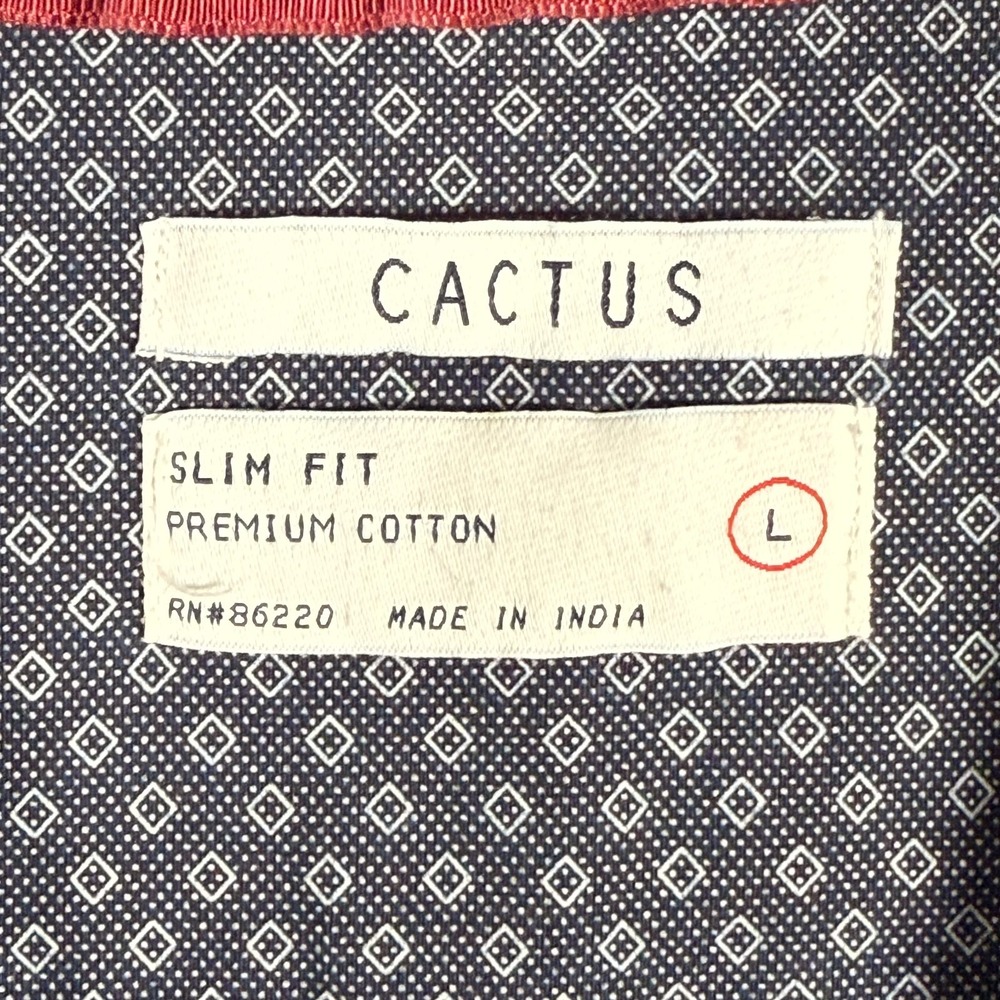 Cactus Man Cotton Slim Fit Long Sleeve Blue Geometric‎ Shirt Men's Large Cooling - Picture 3 of 7